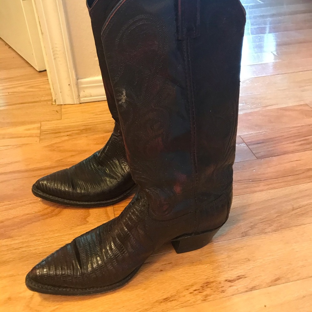 Leather Dan Post Cowboy Boots / Made in the USA.